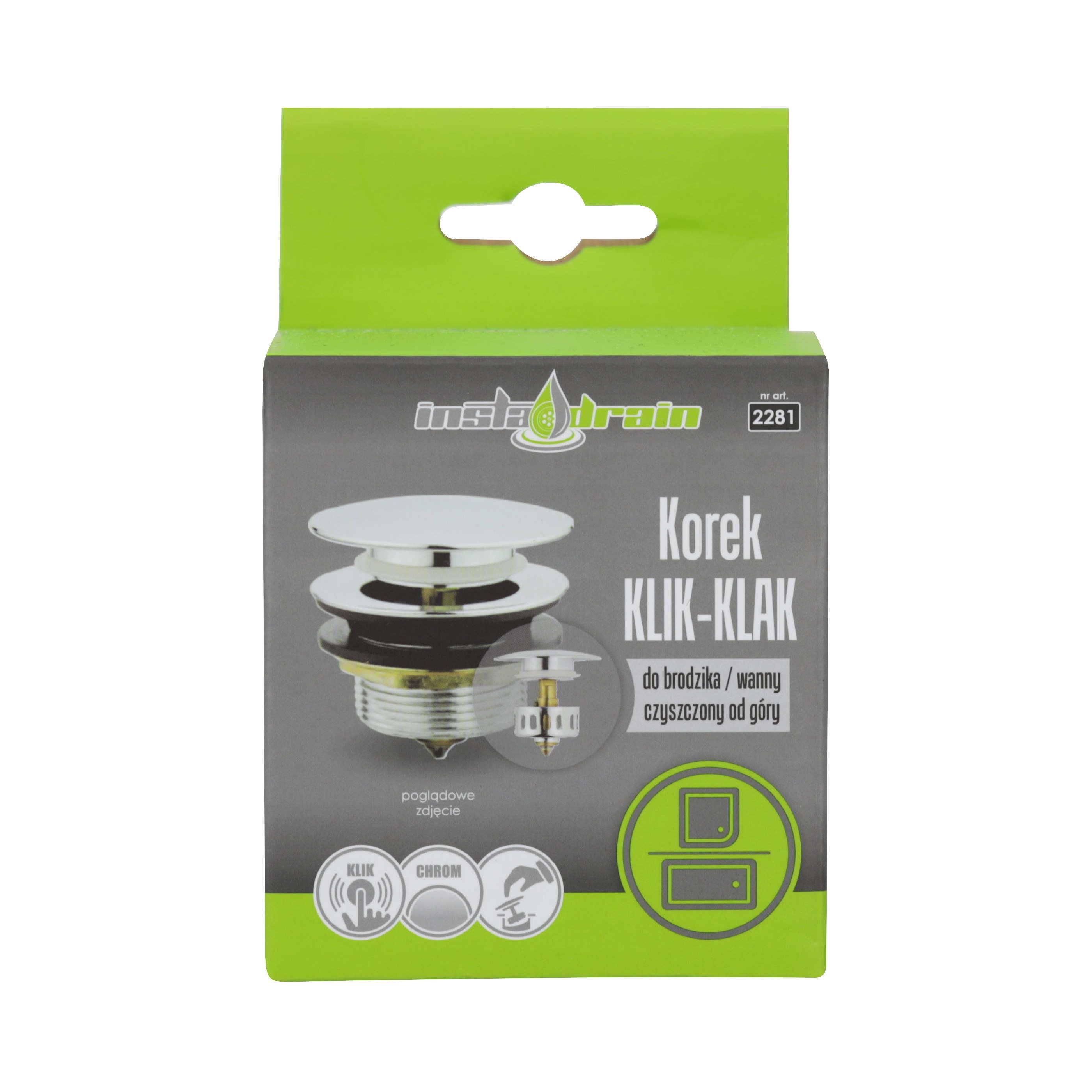 Korek klik-klak brodzikowy/wannowy chrom 2