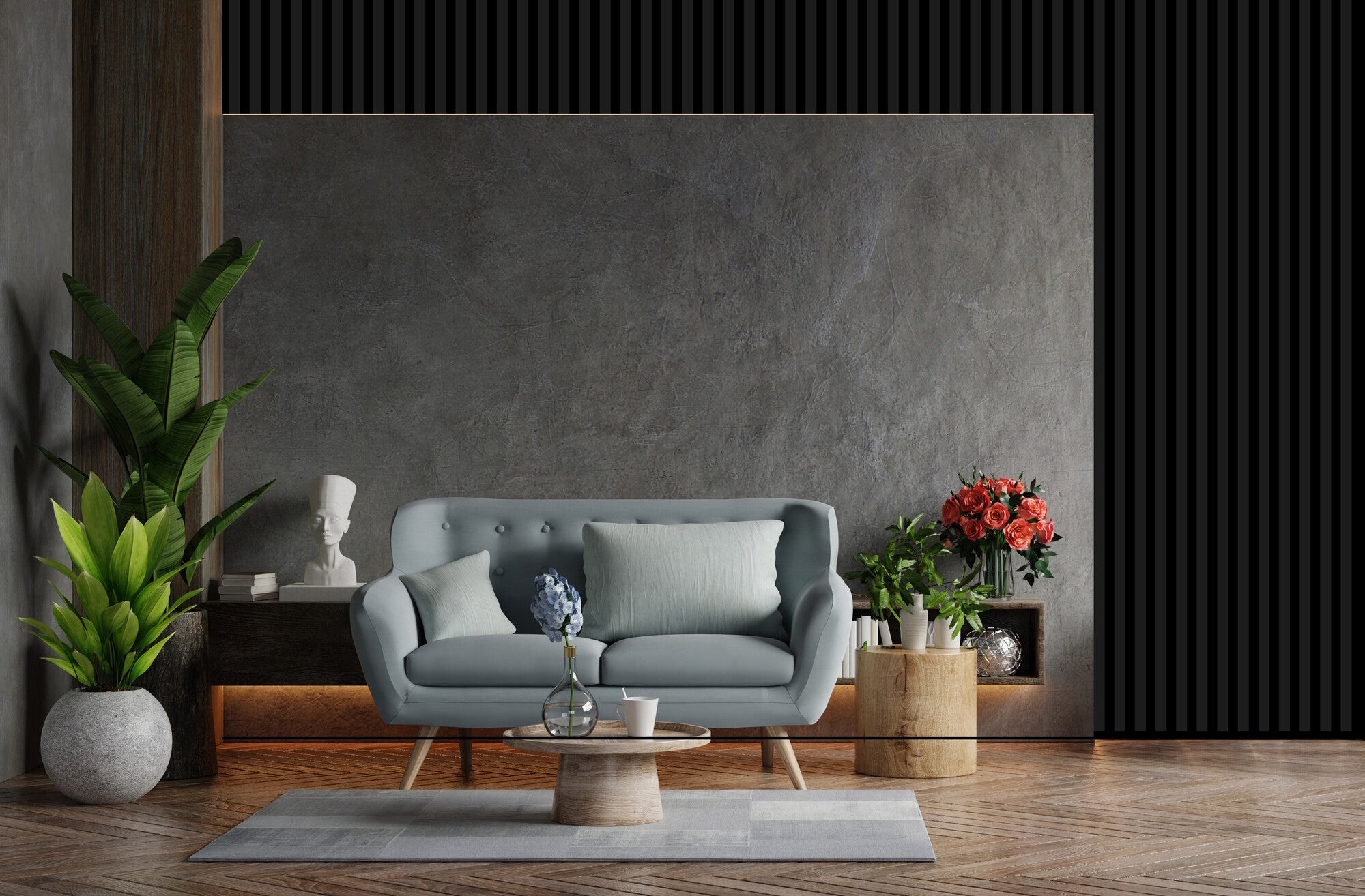 Panel lamelowy na HDF czarny, tło czarne 1