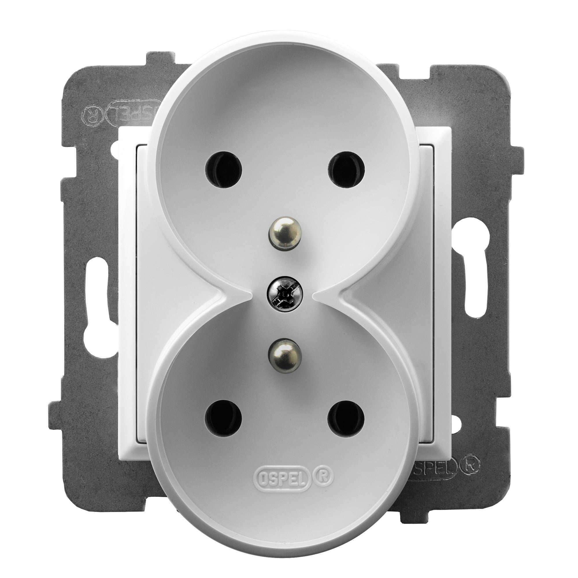 Ospel Aria biały gniazdo podwójne z uziemieniem 1