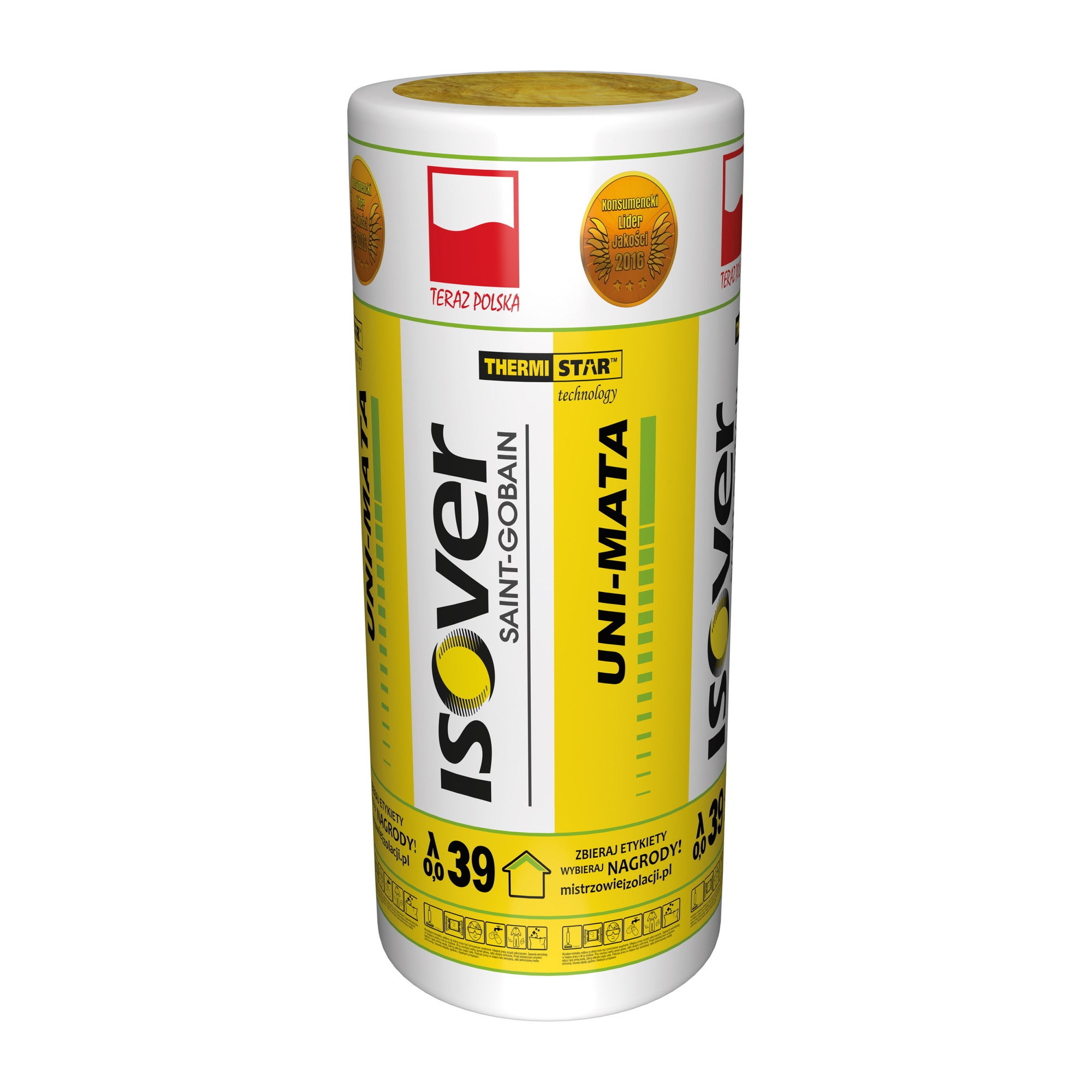 Wełna mineralna Isover Uni Mata 15 cm szklana 0,039 W/(mK) 6,9 m2 1