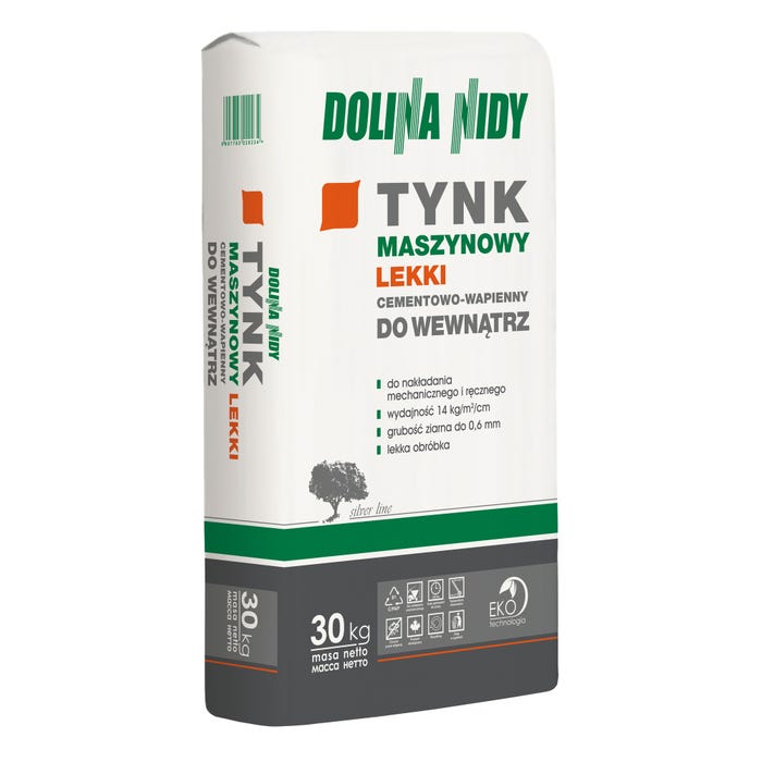 Tynk cementowo-wapienny Dolina Nidy 30 kg, maszynowy lekki