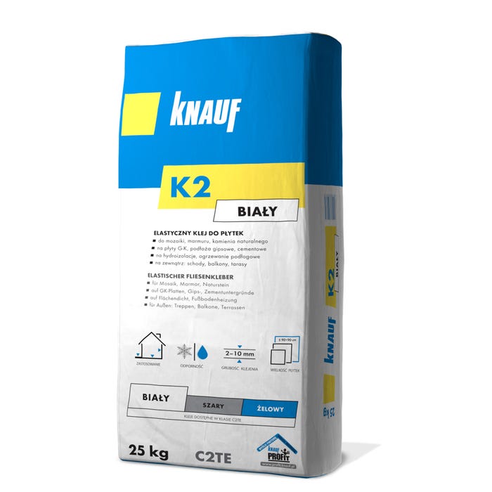 Klej do płytek elastyczny Knauf K2 biały 25 kg