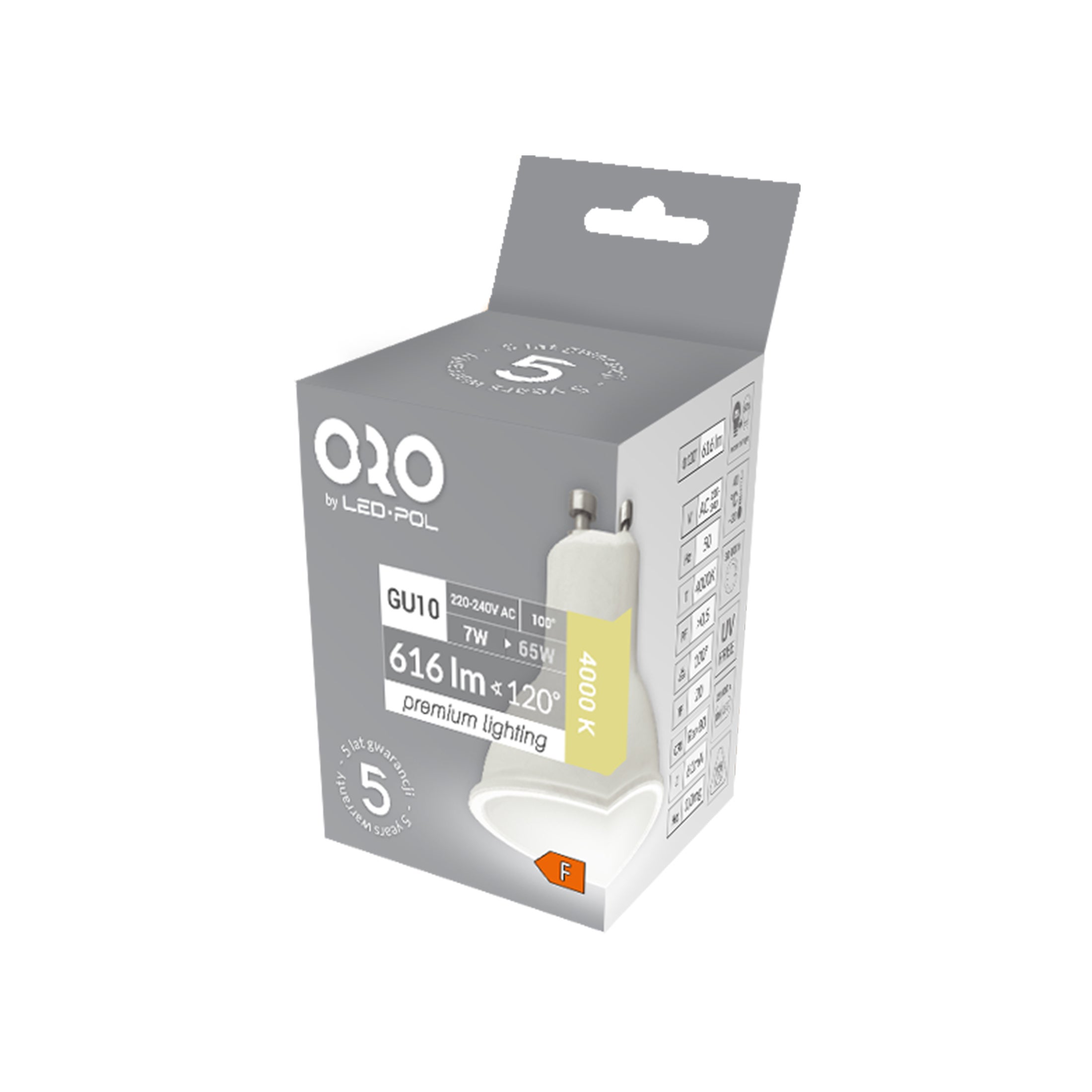 Żarówka LED GU10 7W 616lm 4000K 3