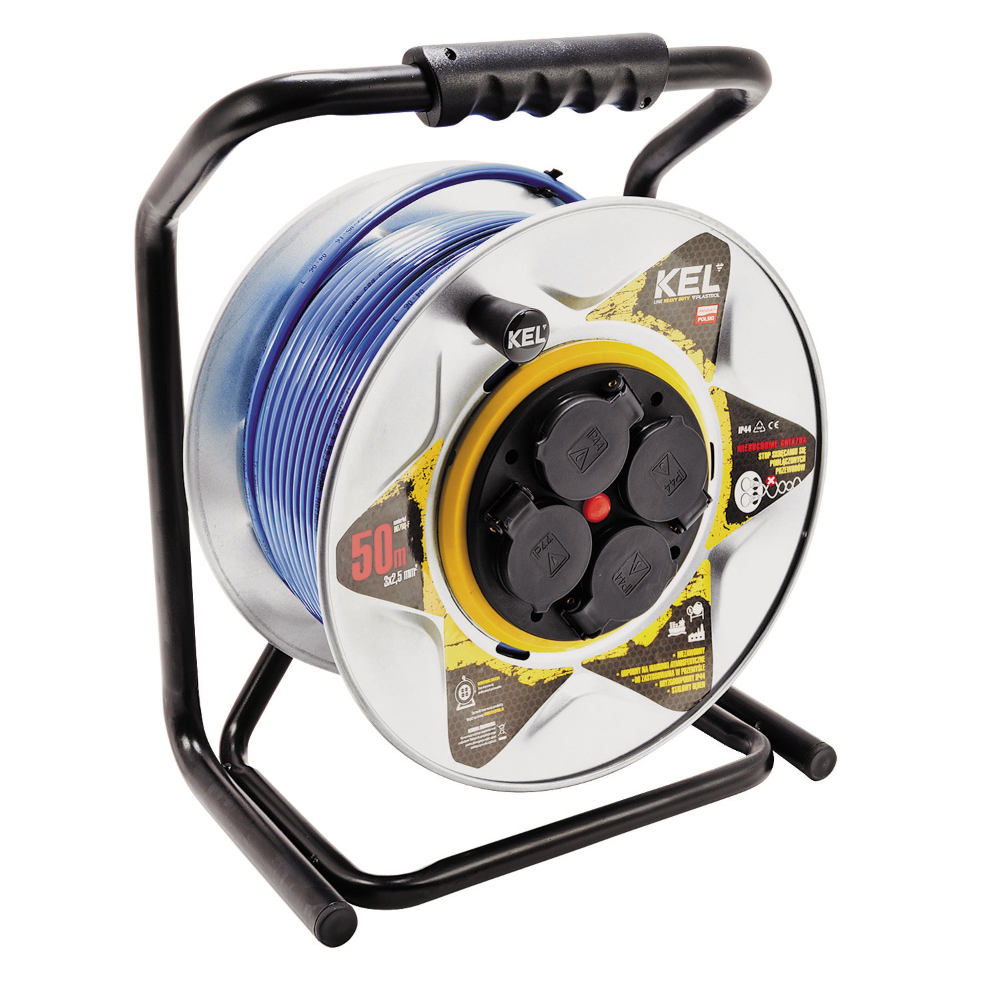 Przedłużacz bębnowy Heavy Duty 50m 3x2,5 poliuretan 4x2P+Z IP44 1