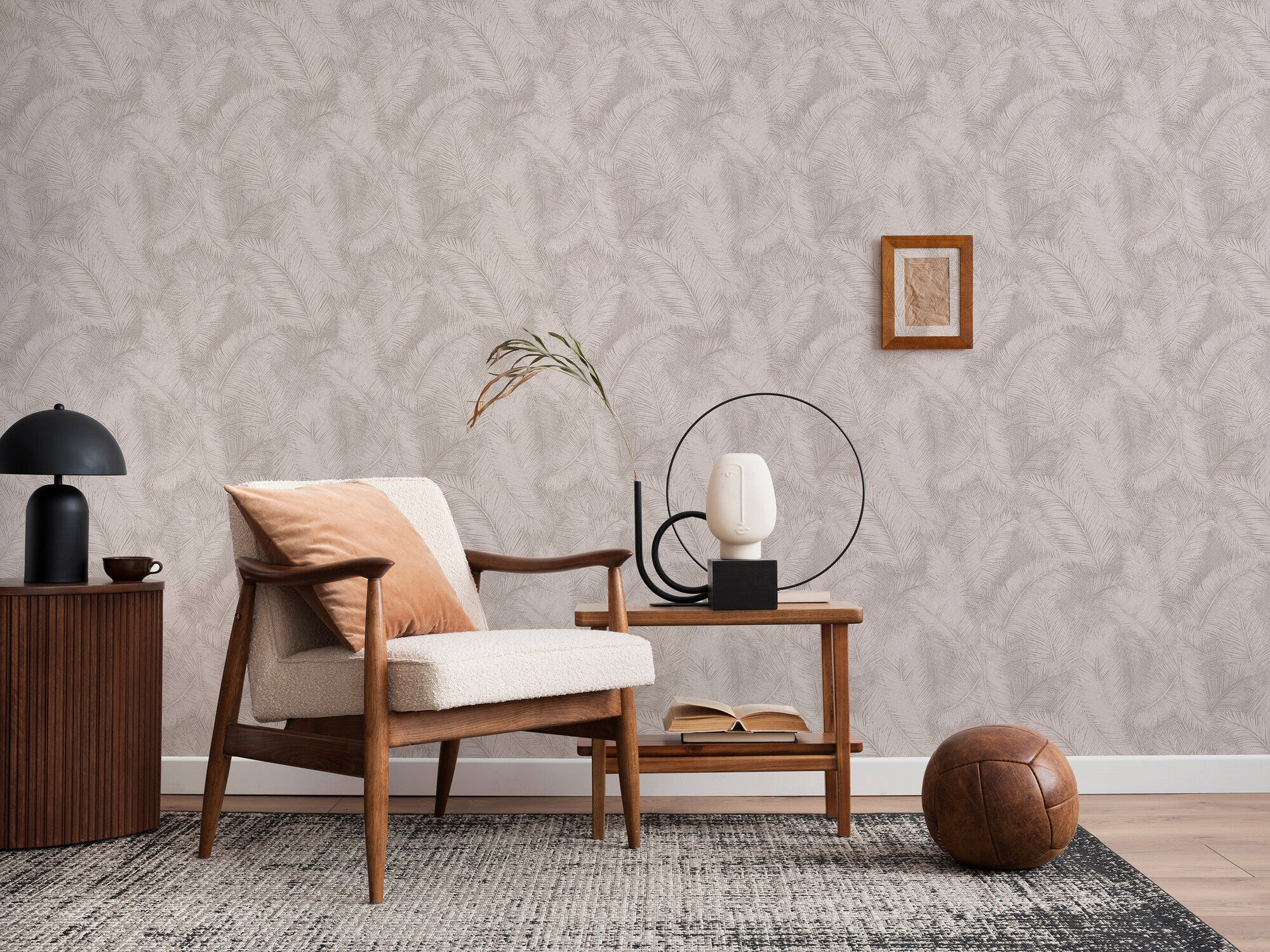 Tapeta winylowa na fizelinie happy leaf moif - liście boho 1