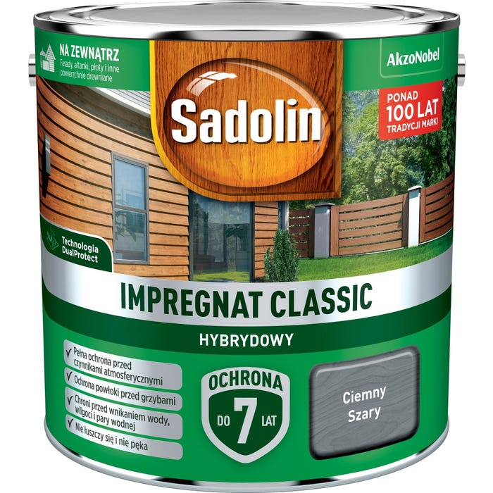 Impregnat hybrydowy Sadolin Classic ciemny szary 2,5l