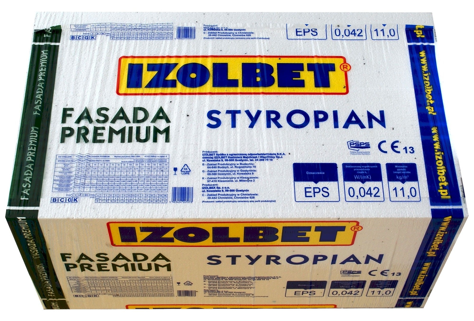 Styropian Izolbet Fasada Premium 8 cm EPS 0,042 W/(mK) 3,5 m2 0