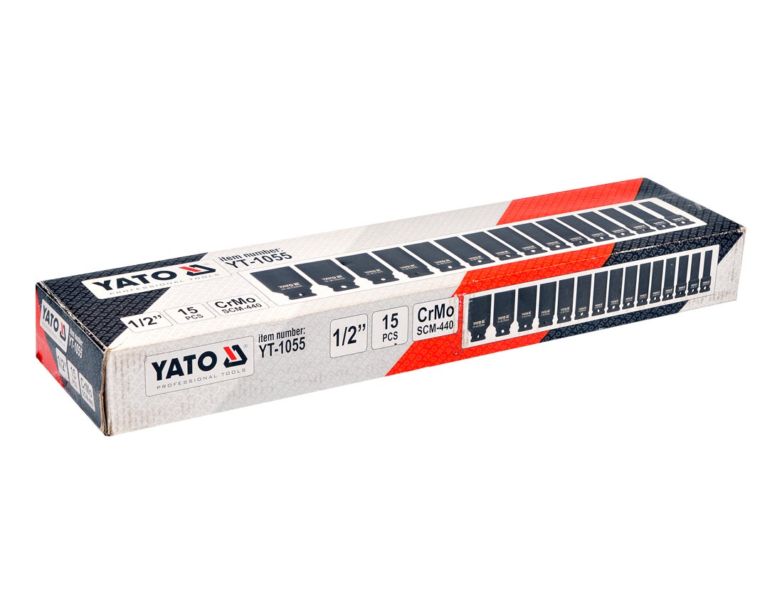 Nasadki udarowe długie 1/2" 10-32 mm, 15 szt. 1