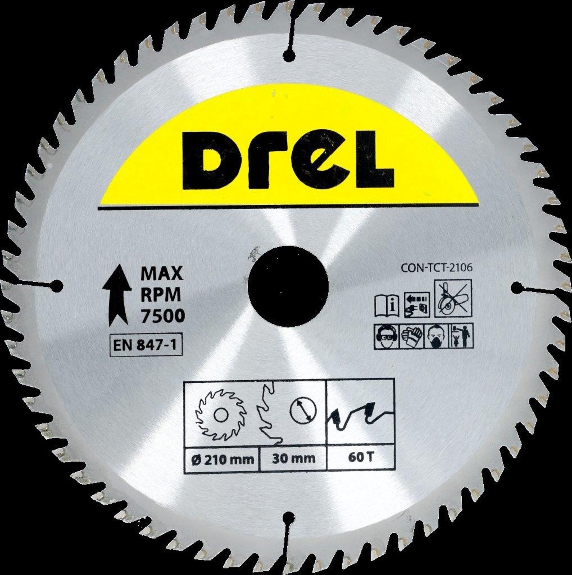Piła widiowa do drewna 210 mm, 60Z, otwór 30/20/16 mm DREL