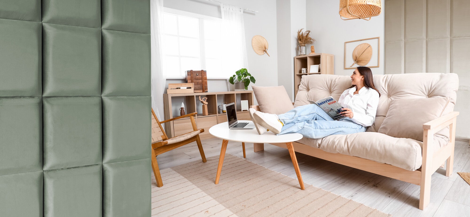 Panel tapicerowany SOFTLINE SL SQ 300x300 jasna zieleń 1