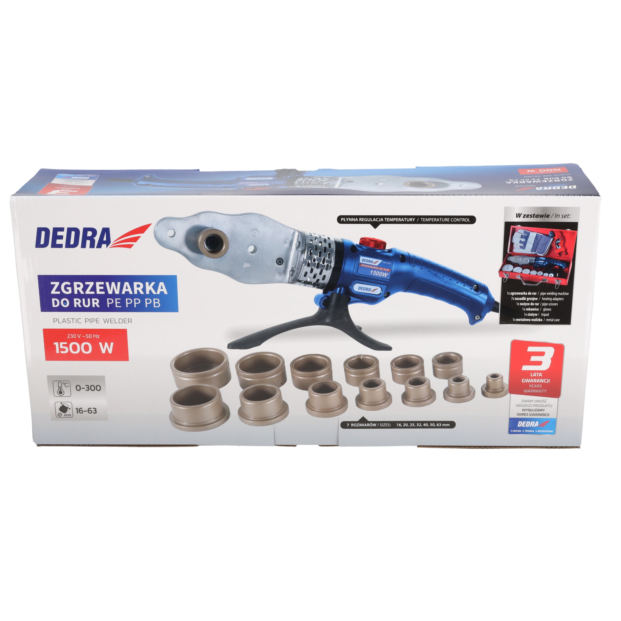 Zgrzewarka do rur 1500W 16-63 mm Dedra 4