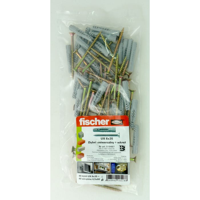 Kolek rozporowy uniwersalny UX z wkrętem 6.0x35 mm (40 szt.)