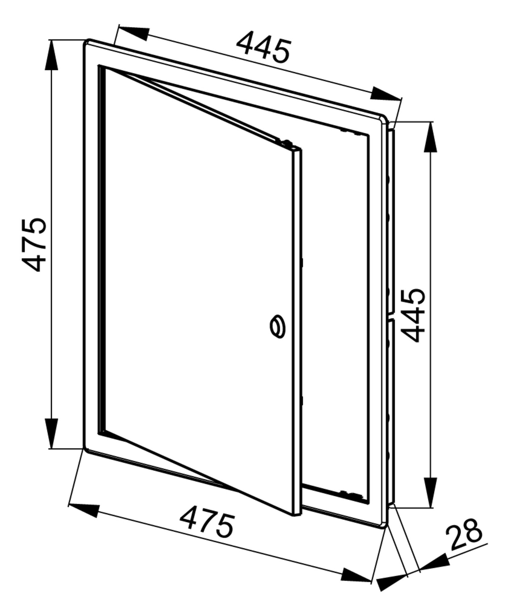 Drzwiczki rewizyjne plastikowe 45x45 białe z zamkiem 1