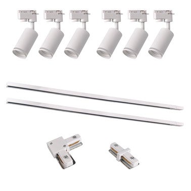 Zestaw szynoprzewodów 1-fazowy PARIS 6x GU10, 2x szynoprzewód 1m, łącznik prosty+kątowy, kolor biały 3