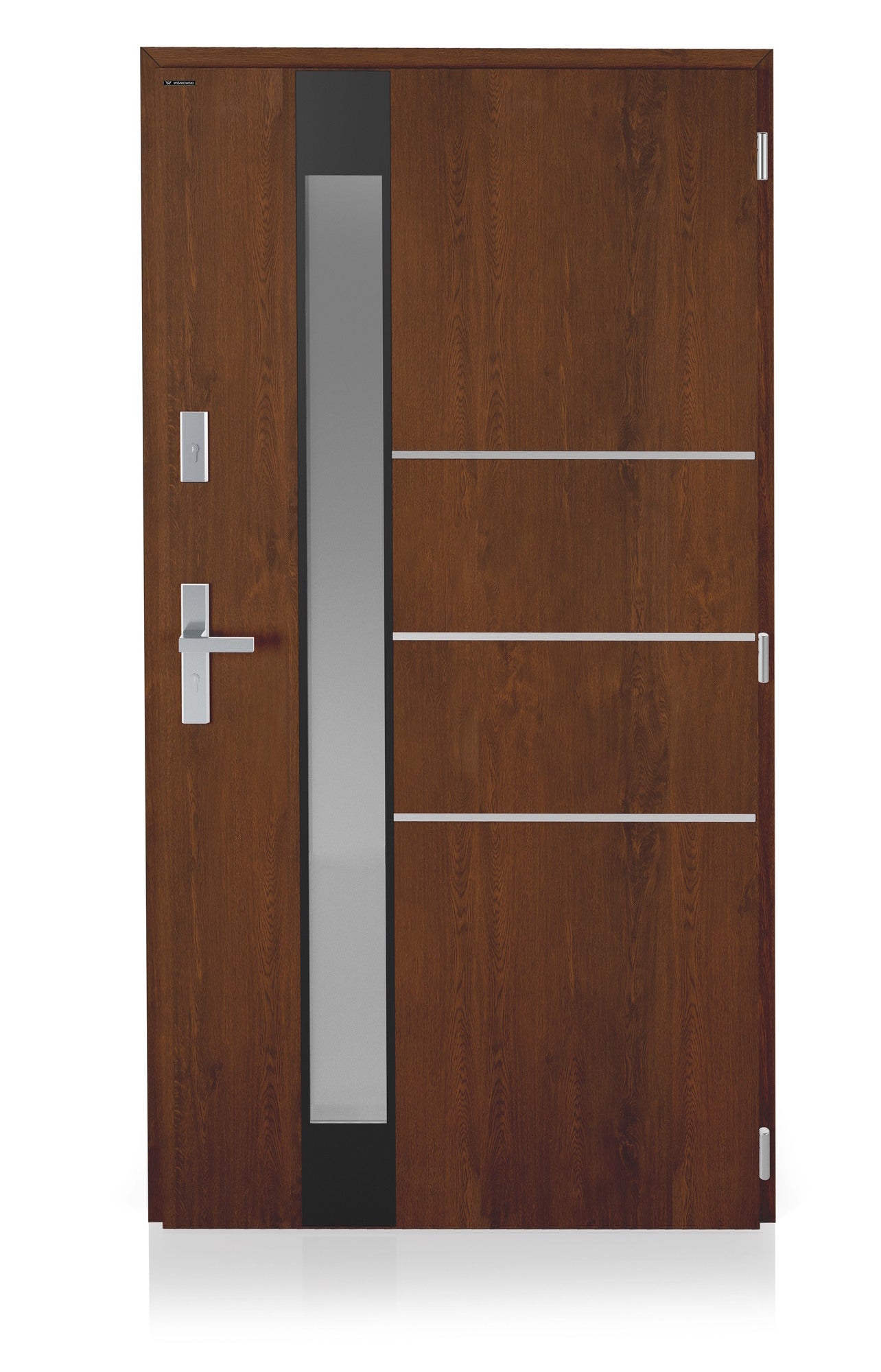 Drzwi zewnętrzne Nex Vitre szyba stopsol orzech 90 prawe