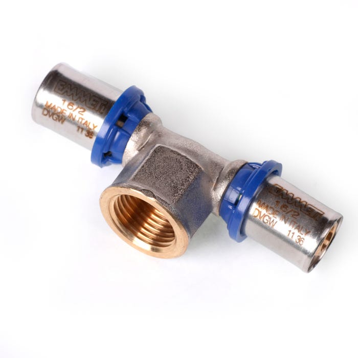 Pex Trójnik zaciskowy GW 16 mm x 1/2" Radopress