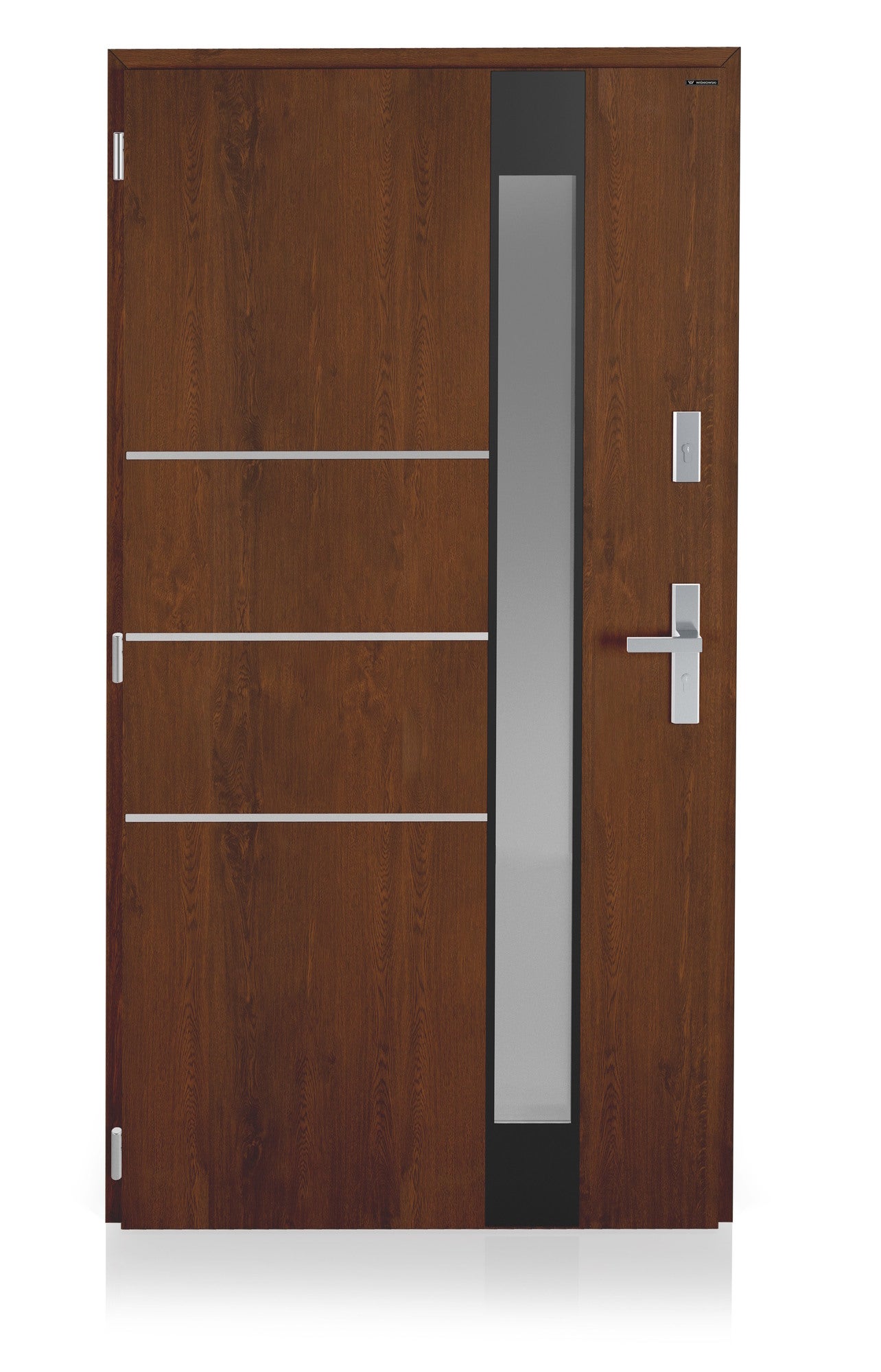 Drzwi zewnętrzne Nex Vitre szyba stopsol orzech 90 lewe