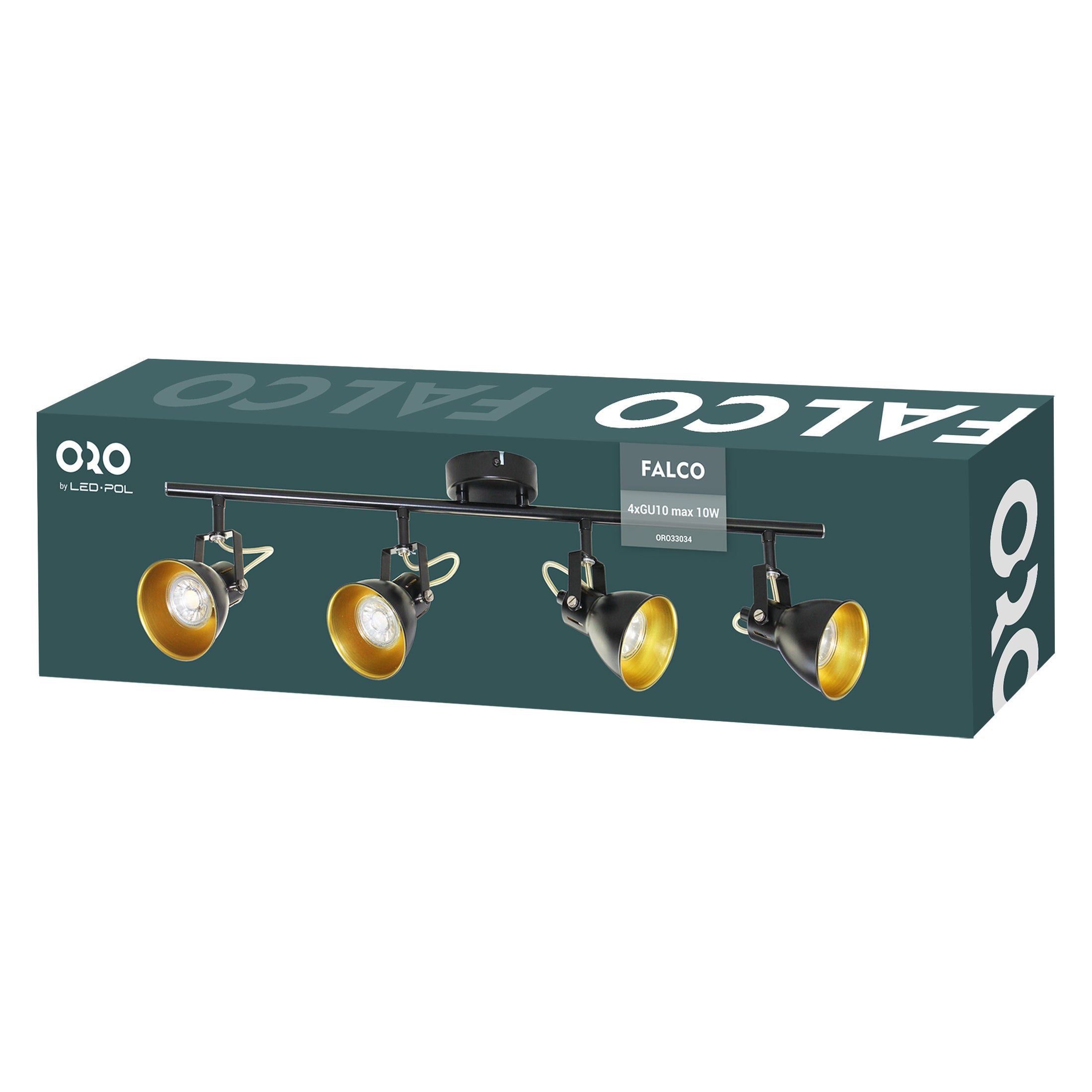 Lampa ścienno-sufitowa FALCO 4xGU10 kolor czarno-złoty, listwa, obrotowa 1