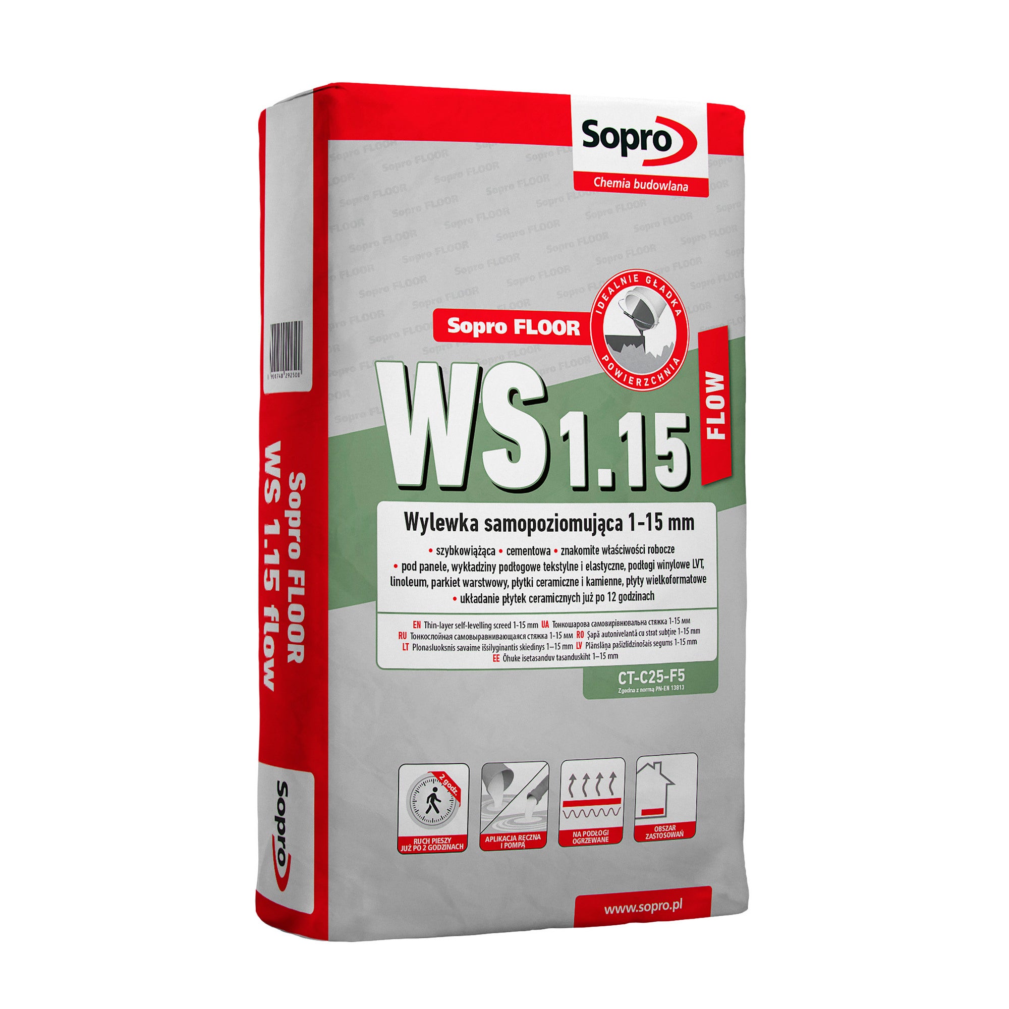 Wylewka samopoziomująca Sopro FLOW WS 1.15, CT-C25-F5 25 kg, szybkowiążąca, 1-15 mm