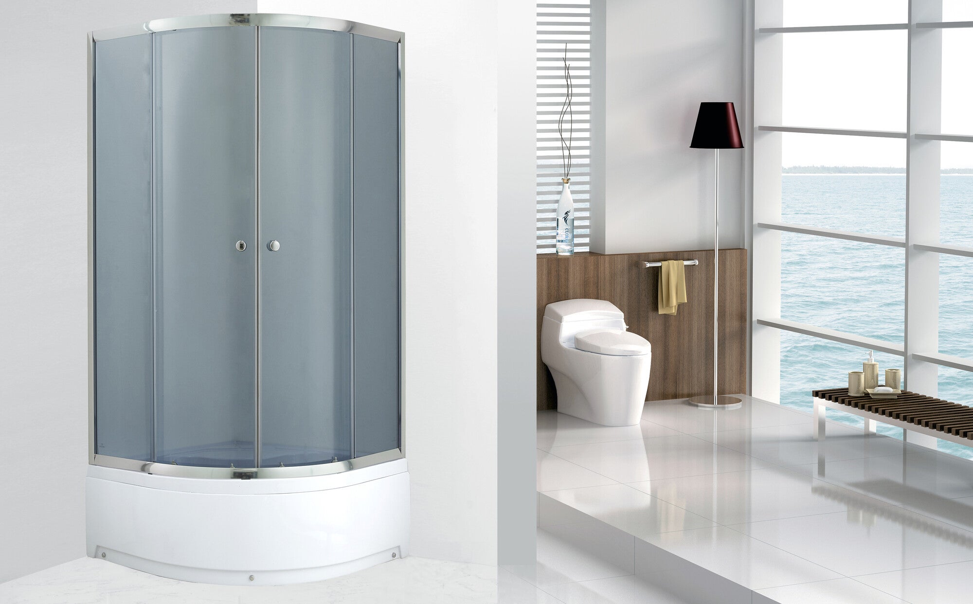 Kabina prysznicowa półokrągła Savana Evelina Plus 90 x 90 cm z brodzikiem chrom szkło grafitowe 2