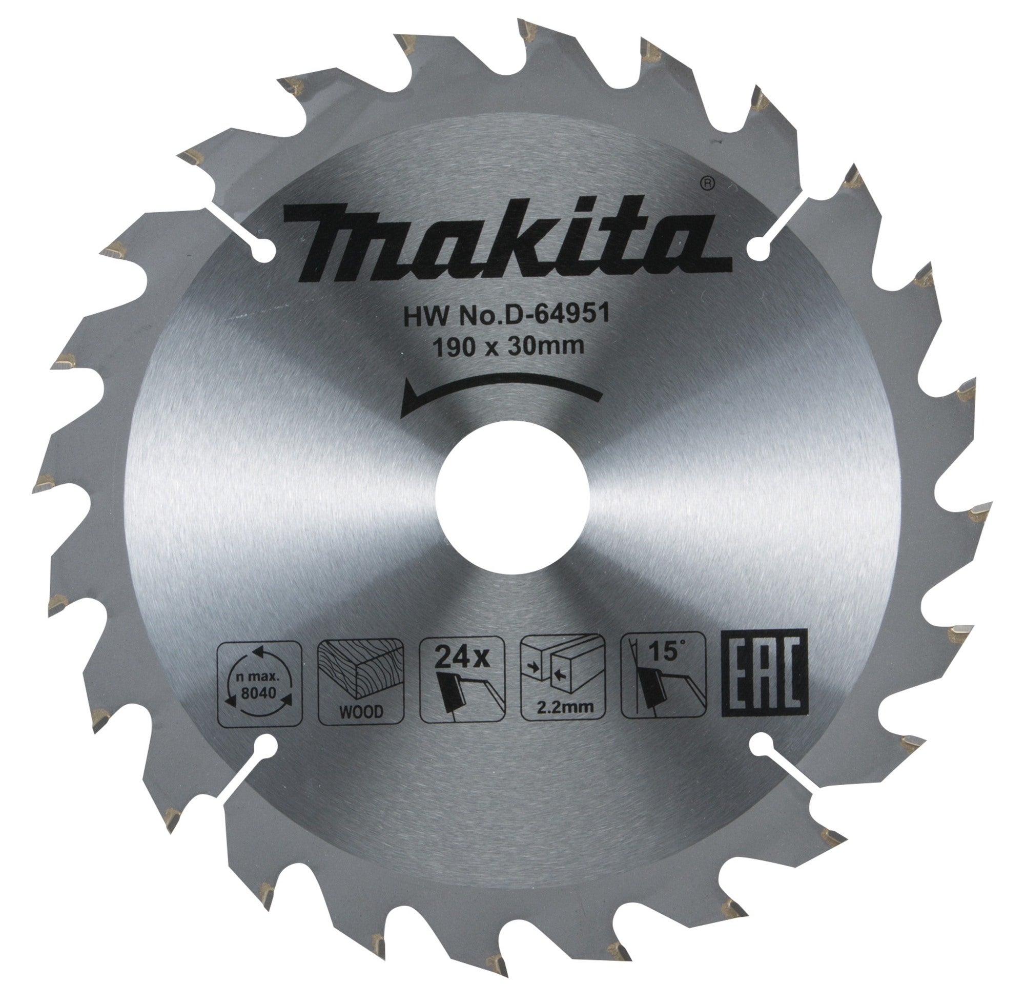 Tarcza tnąca do drewna MAKITA 190x30 mm, 24 zęby