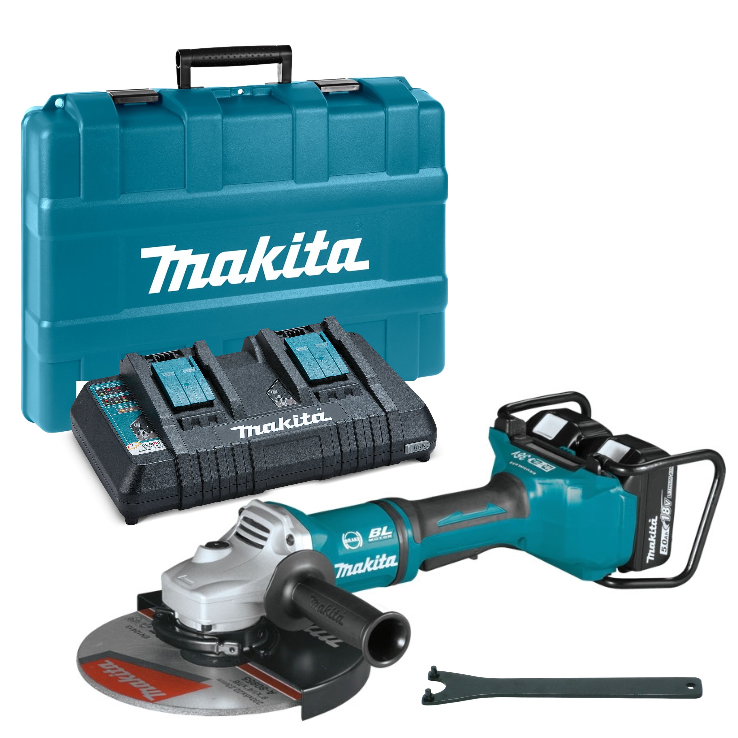 Szlifierka kątowa 230 mm DGA900PT2 Makita / 2 x 5,0Ah 1