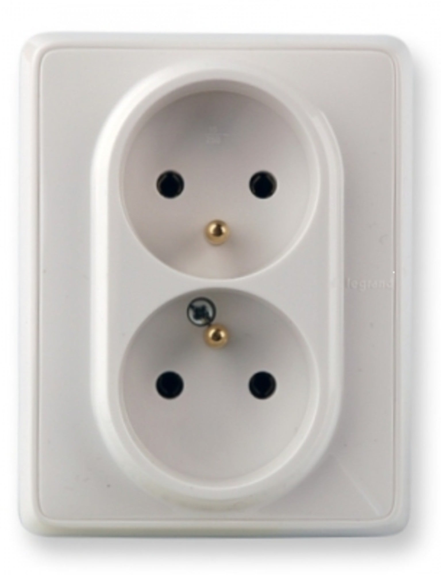 Legrand Cariva biały gniazdo podwójne z uziemieniem z ramką 1