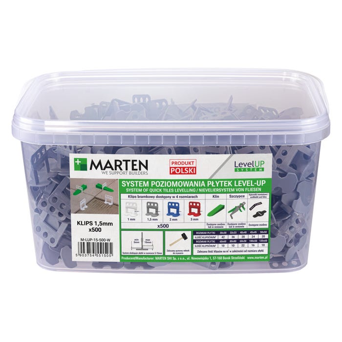 Marten system poziomowania Level Up bramka 1.5mm 500 sztuk