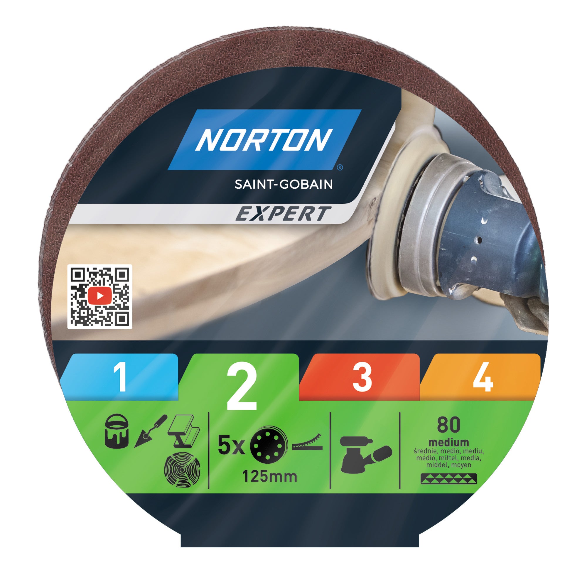 Krążek ścierny 125 mm 8 otworów P80, 5 szt.