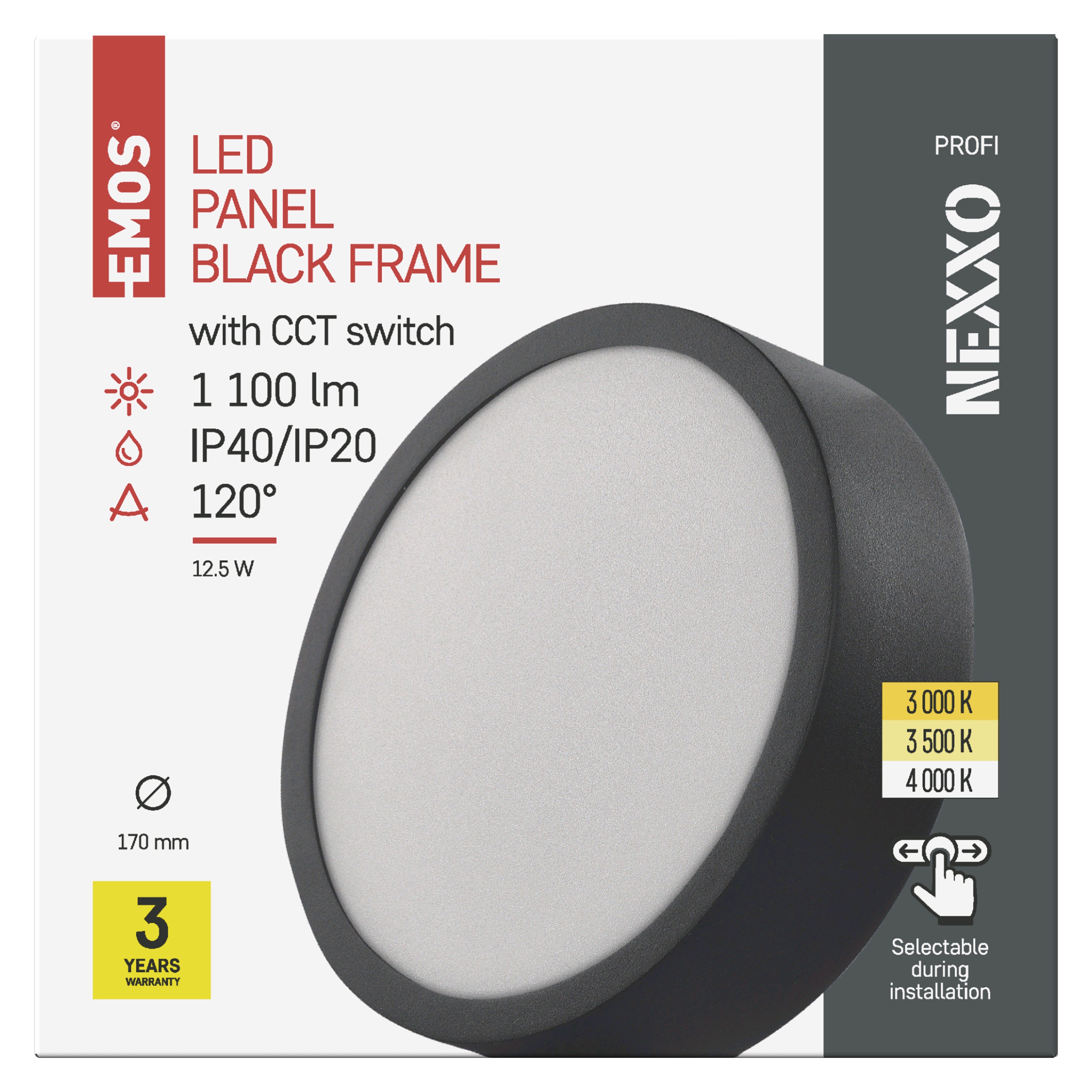 Oprawa natynkowa LED 12,5W, 1100Lm, IP20 3000K, 3500K, 4500K, aluminiowa czarna , okrągła 1