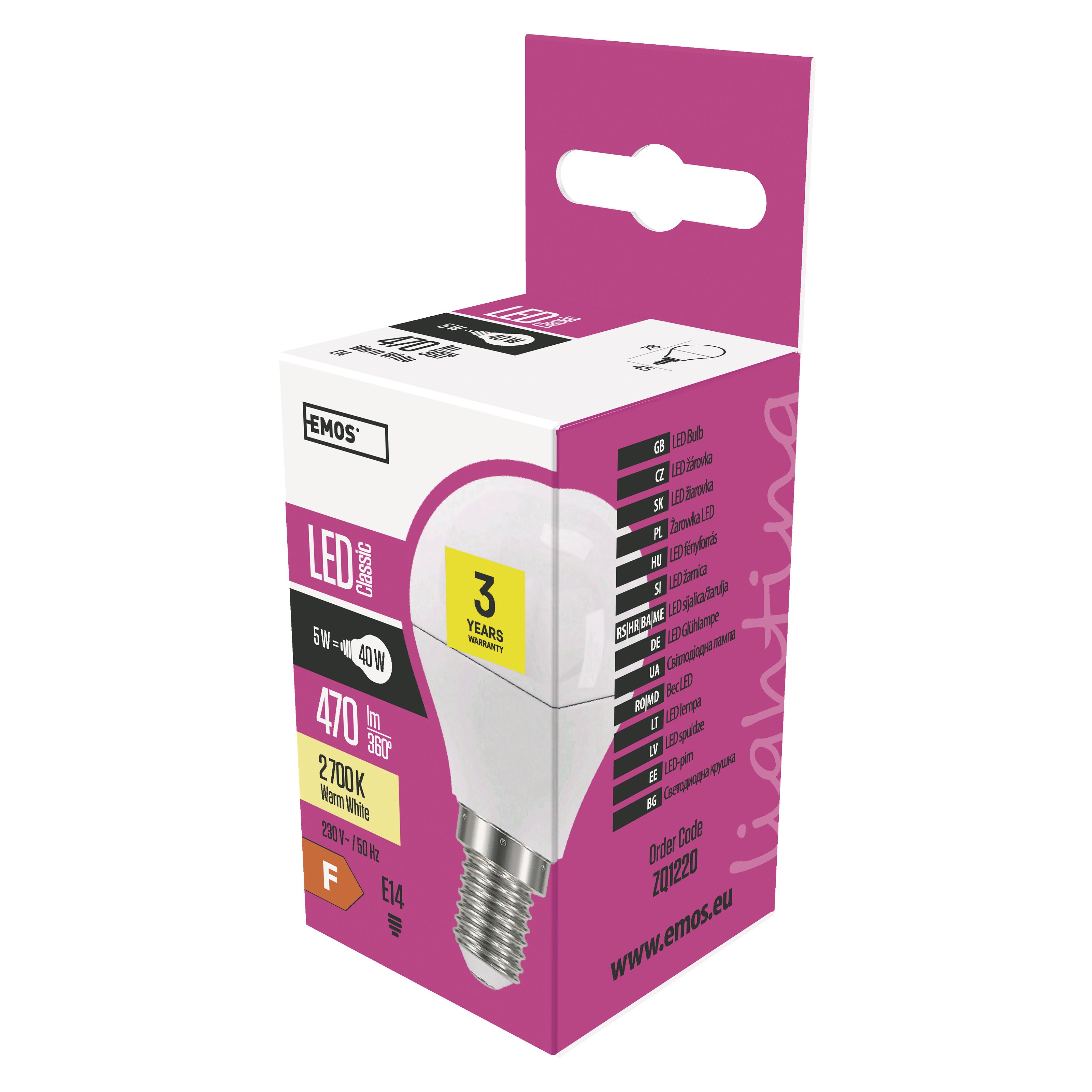 Żarówka LED E14 kulka 4,2W 470lm3000K 2