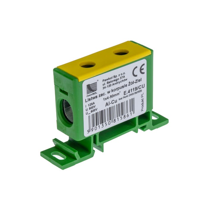 Listwa zaciskowa AL/CU 2,5-50 zółto-zielona E.4119/CU