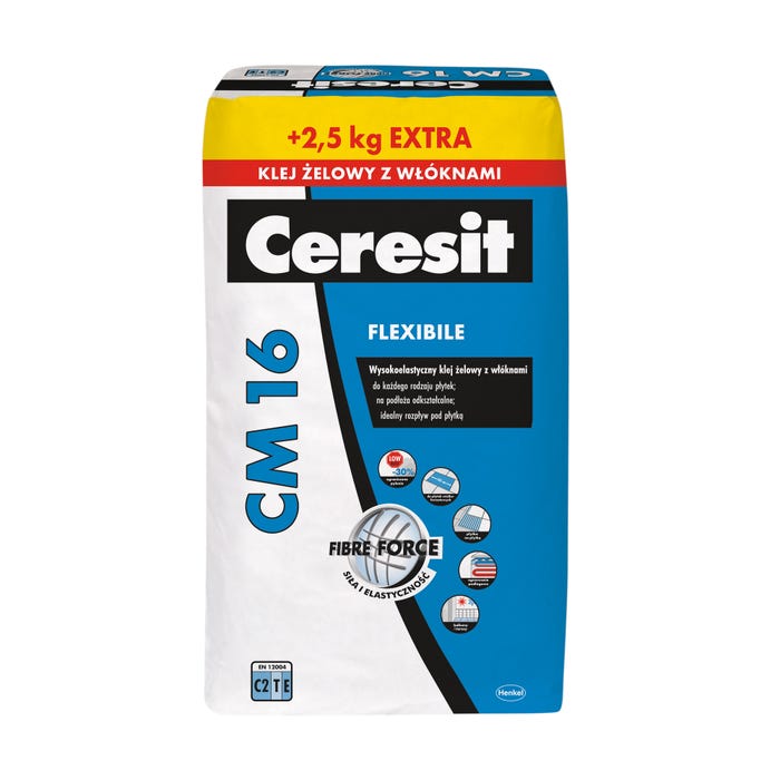 Wysokoelastyczny klej żelowy z włóknami Ceresit CM16 22.5+2.5 kg