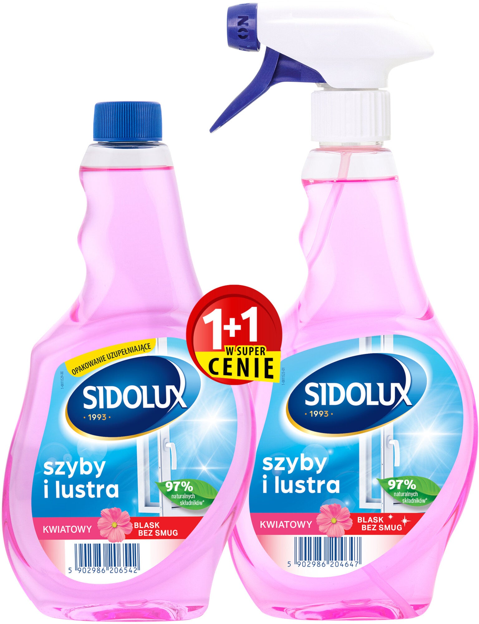 Sidolux płyn do szyb crystal flower 500ml+500ml