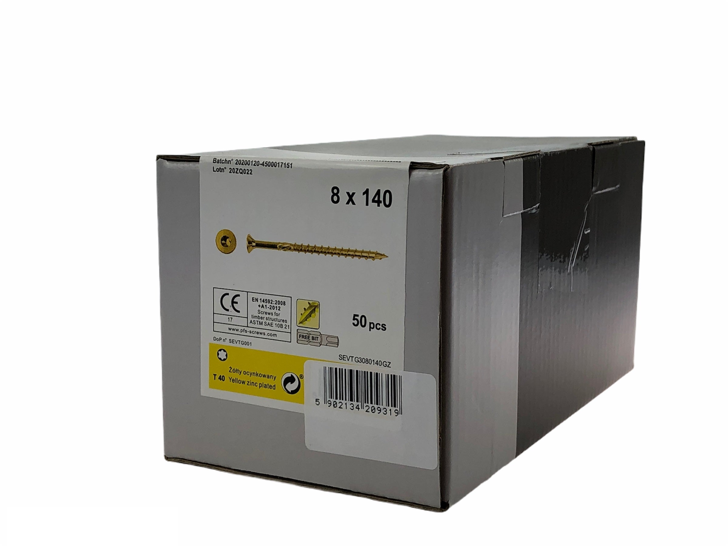 Wkręt konstrukcyjny 8.0x140 mm (50 szt.) 1