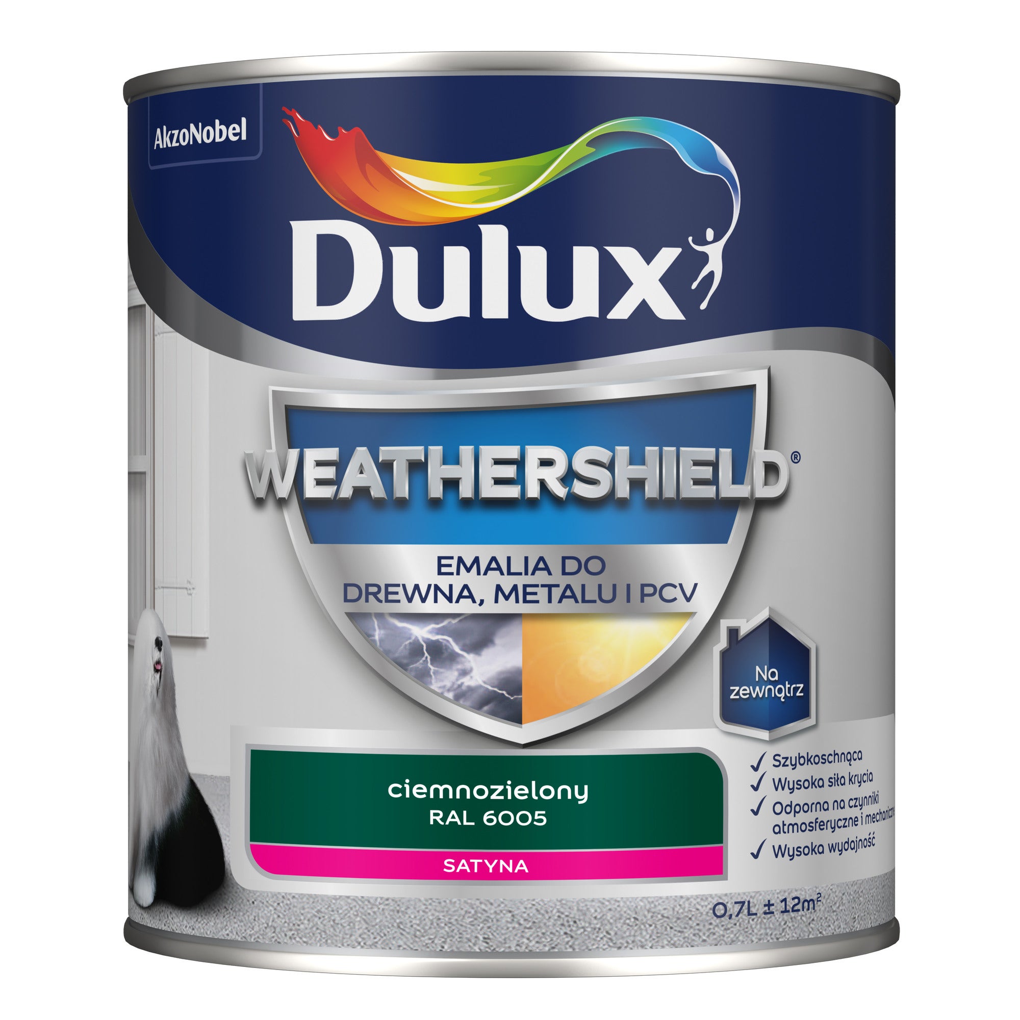 Dulux Weathershield Emalia do drewna, metalu i PCV RAL 6005 ciemnozielony 0,7l