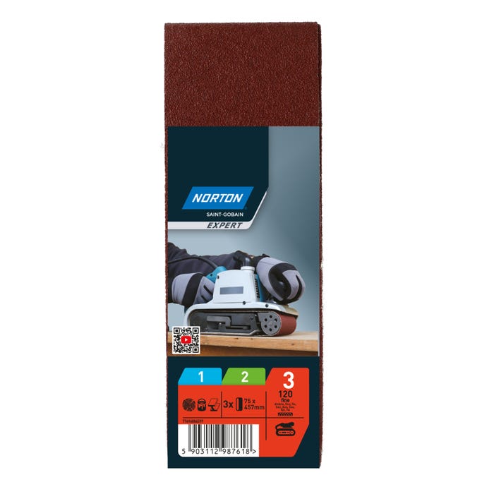 Taśma ścierna bezkońcowa 75x457 mm P120, 3 szt.