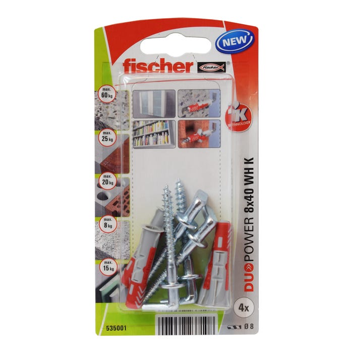 Kołek uniwersalny Duopower 8x40 mm z hakiem prostym