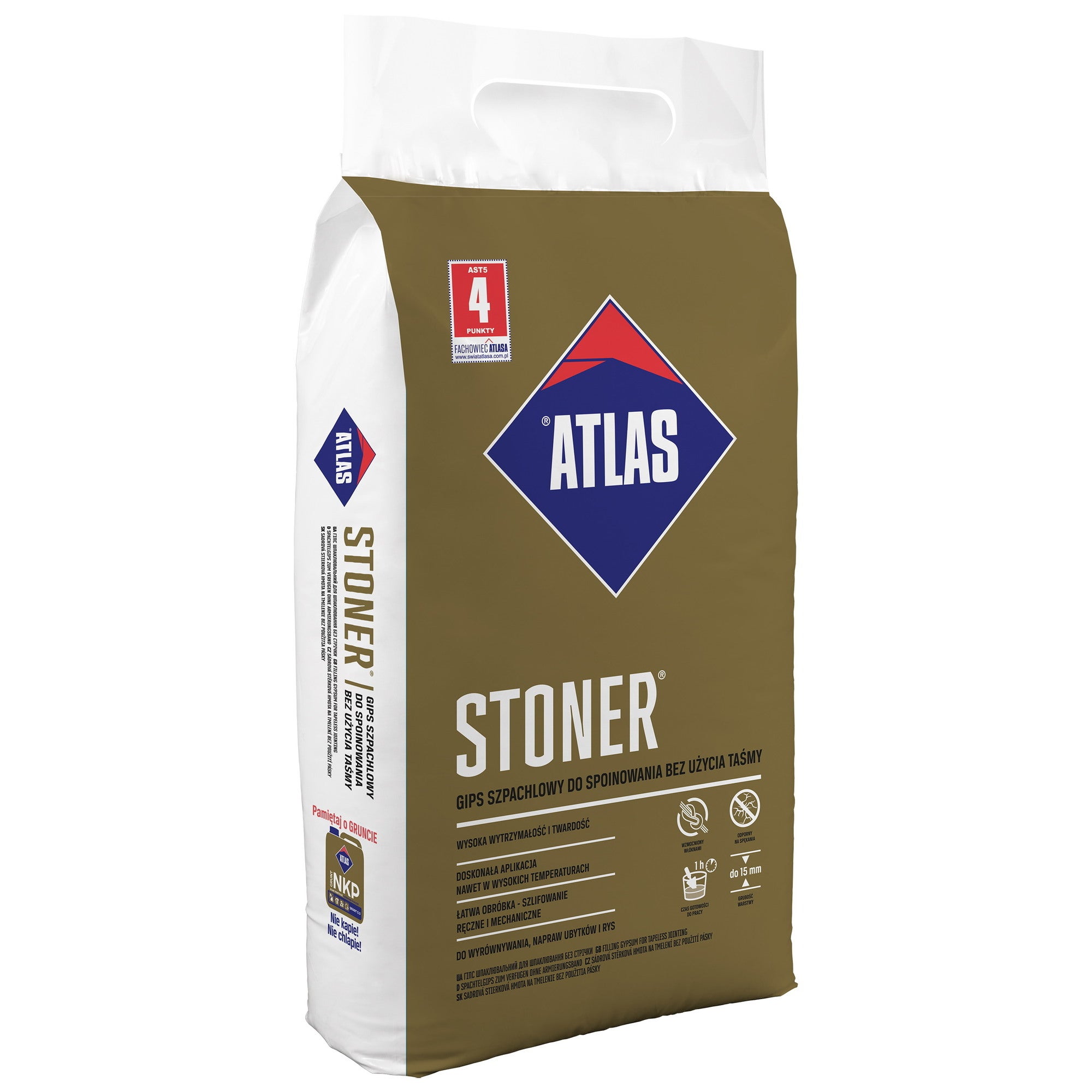 Gips szpachlowy Atlas Stoner 5 kg, do spoinowania płyt g-k - Bricoman.pl