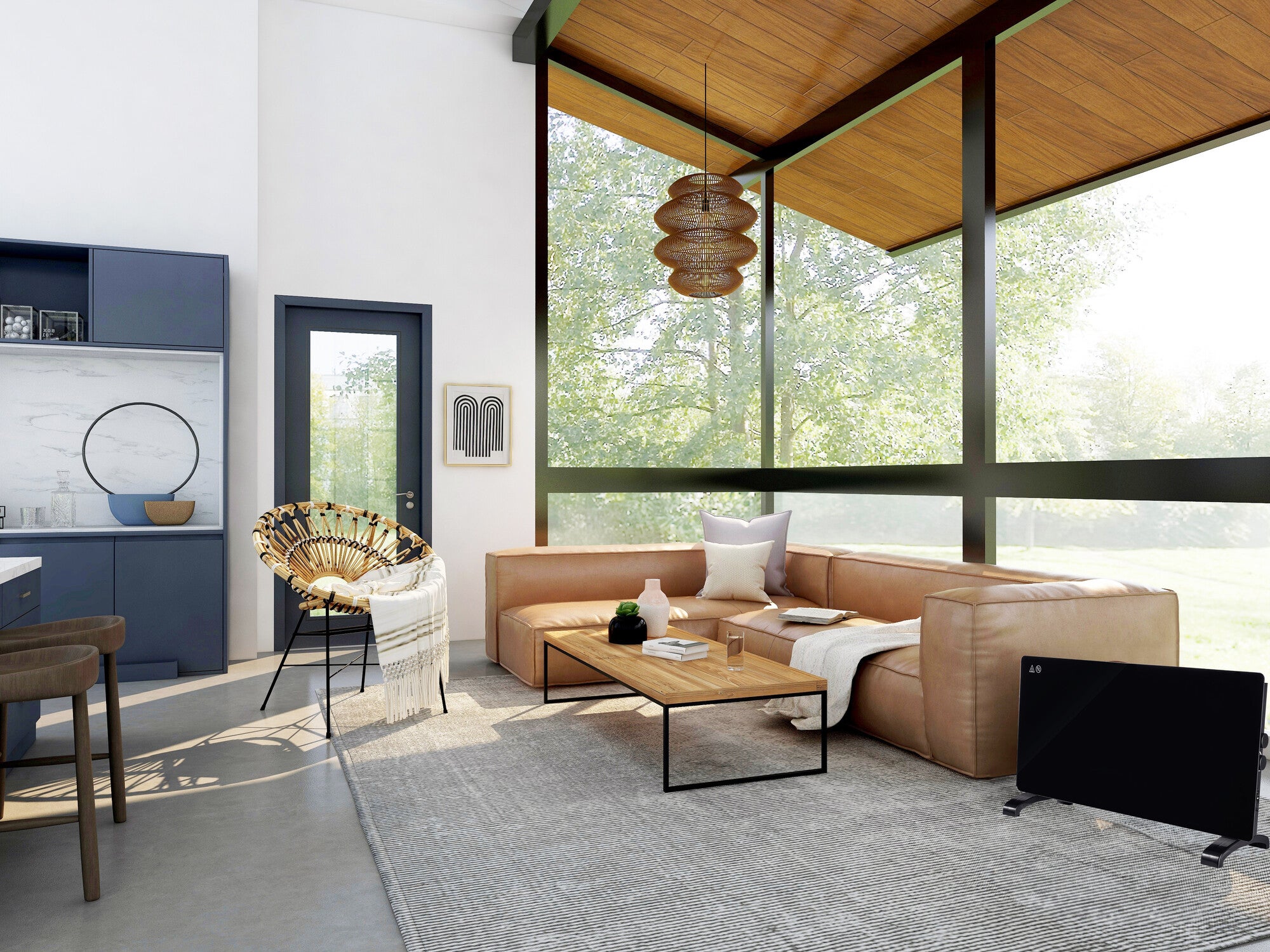 Grzejnik elektryczny konwektorowy 2000W szklamy czarny 1