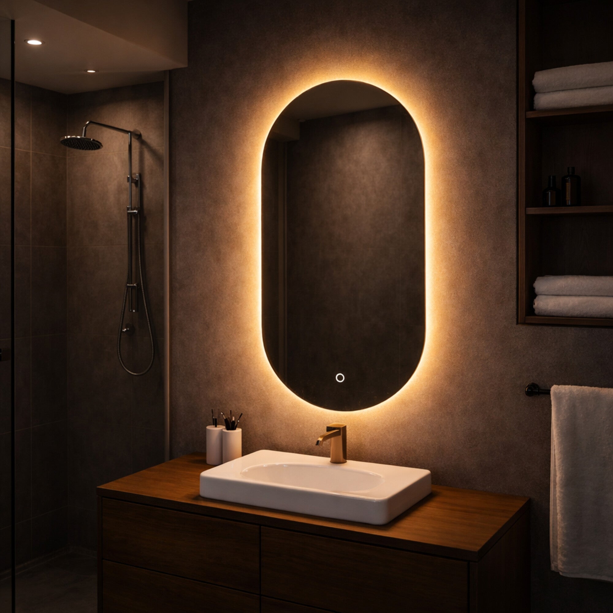 Lustro owalne led dotykowe 90 x 50 cm  3