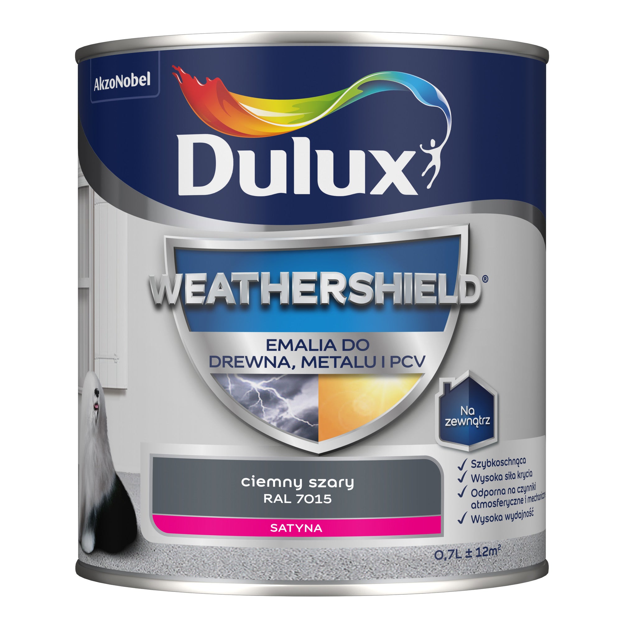 Dulux Weathershield Emalia do drewna, metalu i PCV RAL 7015 ciemnoszary 0,7l