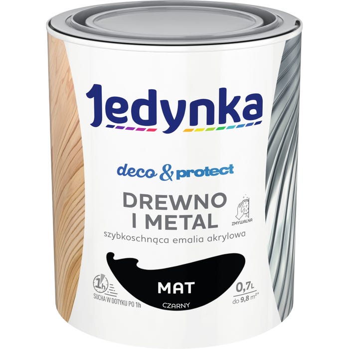 Farba Jedynka Deco&Protect matowa czarny 0,7l