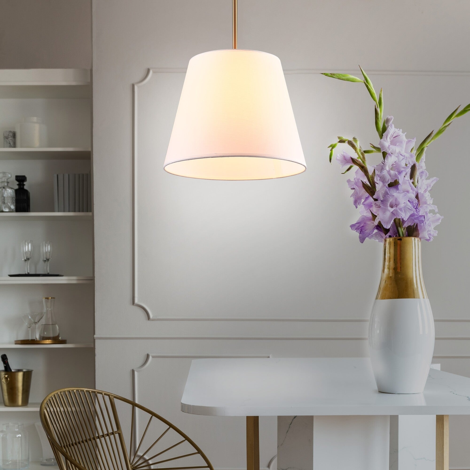 Lampa wisząca Elena 1xE27 biała/złota 2