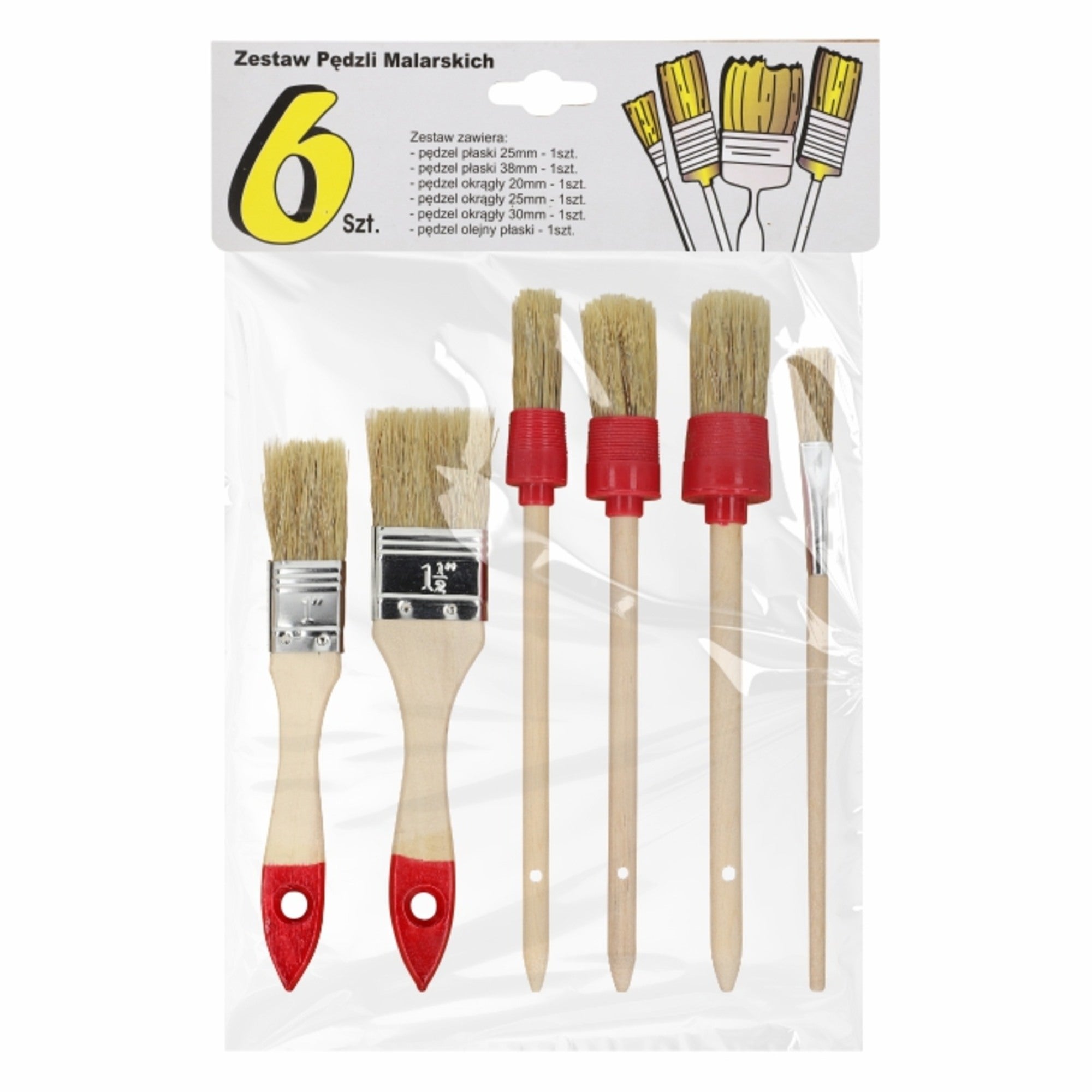 Zestaw pędzli malarskich 6szt. 0