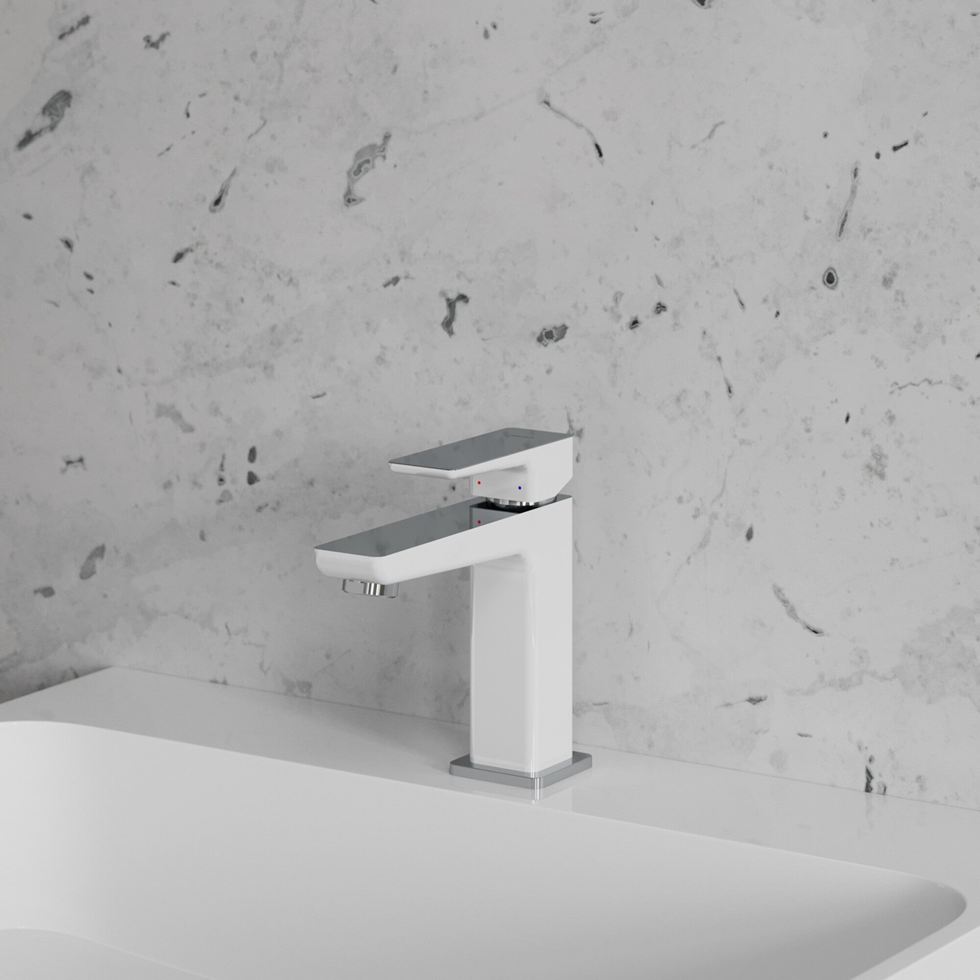 Bateria umywalkowa Omnires Parma chrom/biała  1