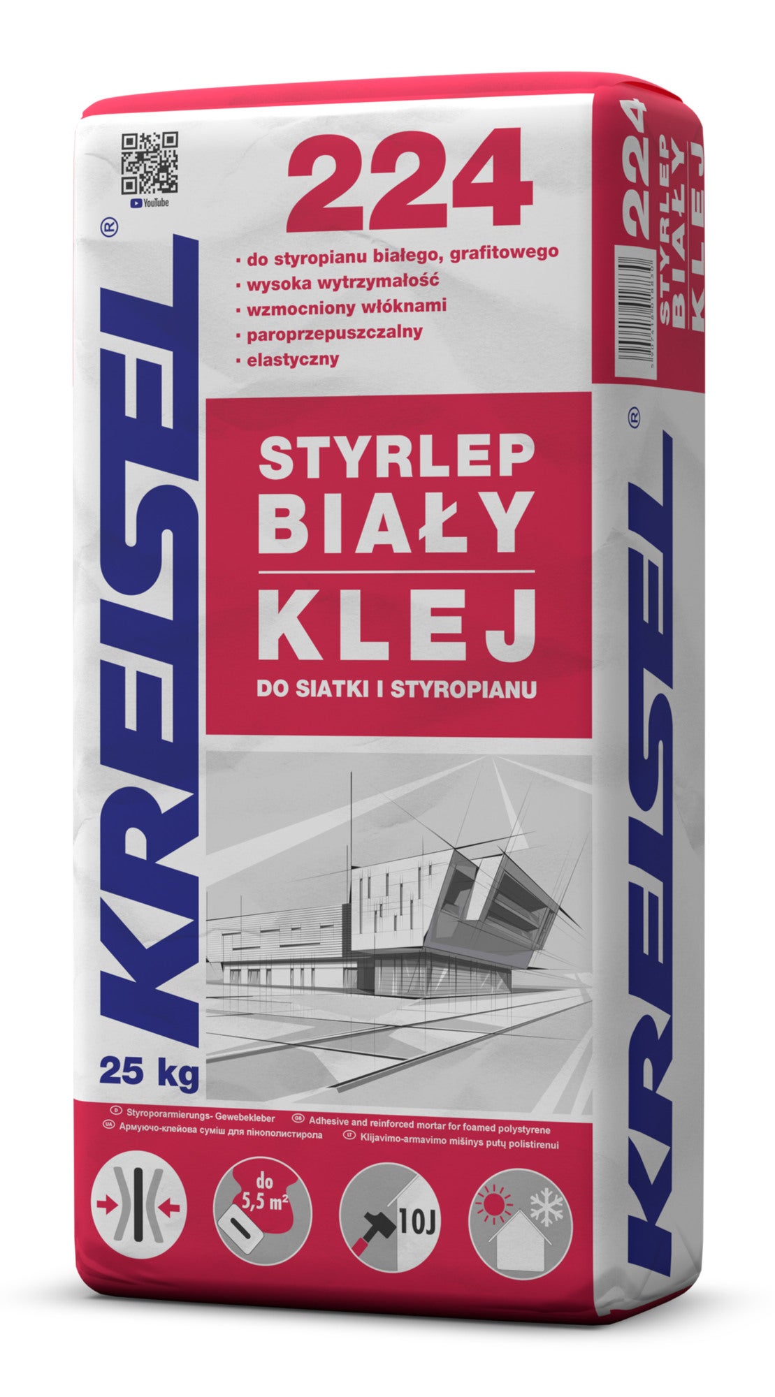 Zaprawa klejąco-zbrojąca do styropianu i wełny mineralnej Kreisel Styrlep 224 25 kg biała