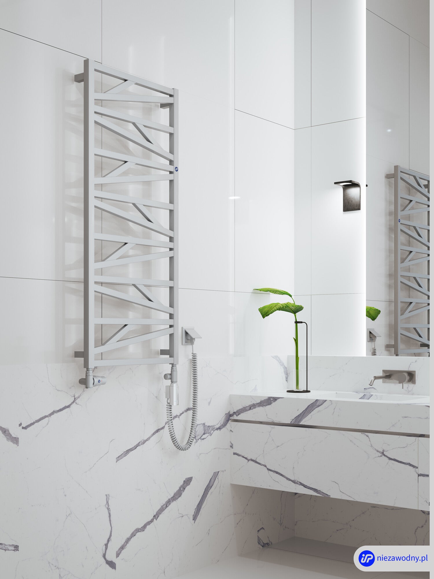 Grzejnik łazienkowy Yuto 90x50 cm, biały matowy 1