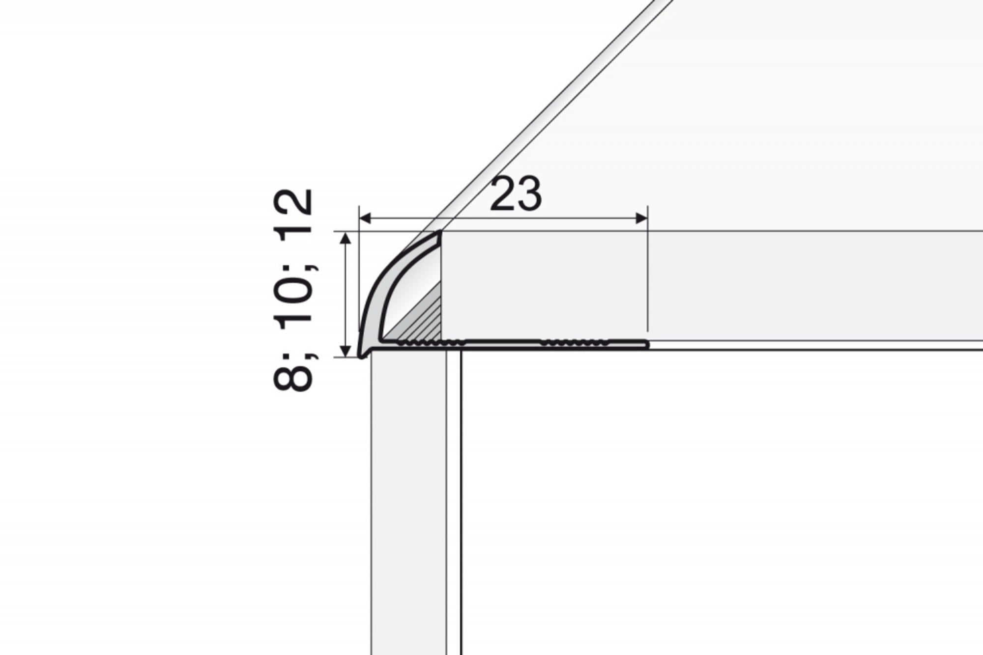 Profil krawędziowy owalny  A53 2,5 mb 10 mm aluminium polerowane 1