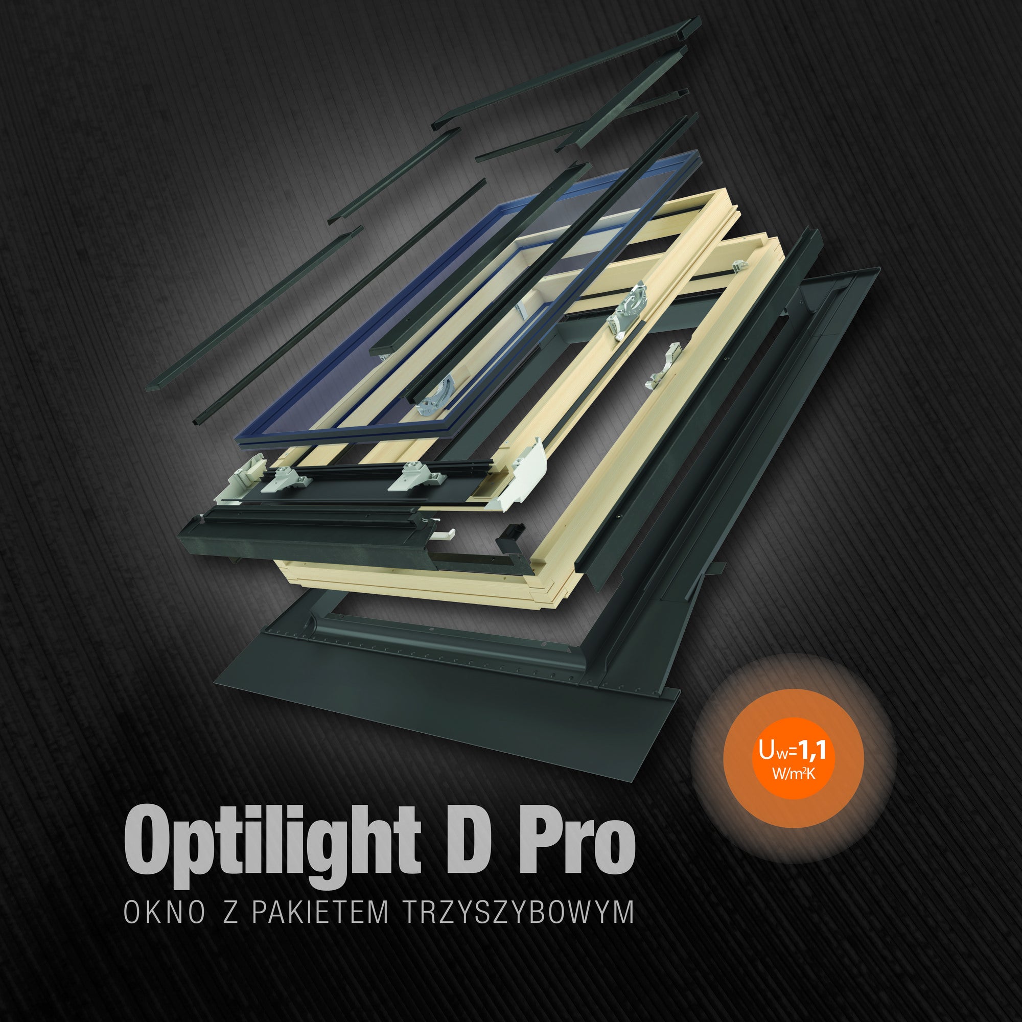 Okno dachowe 3-szybowe OPTILIGHT D-PRO 78x98 cm 1